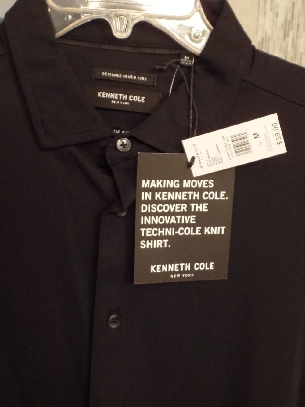 KENNETH COLE - Men's Slim Fit Short Sleeve - Medium NWT - Black - Picture 2 of 3